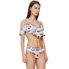 Ruffle Edge Tie Up Bikini Set	 