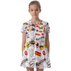 Kids  Short Sleeve Pinafore Style Dress 