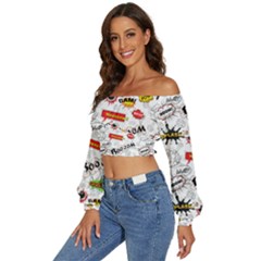 Long Sleeve Crinkled Weave Crop Top 