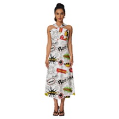 Sleeveless Cross Front Cocktail Midi Chiffon Dress 