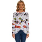 Pattern Seamless Texture Cartoon Long Sleeve Crew Neck Pullover Top