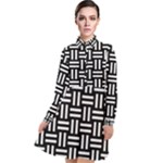 Frets Mosaic Pattern Geometric Long Sleeve Chiffon Shirt Dress