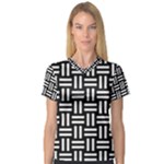 Frets Mosaic Pattern Geometric V-Neck Sport Mesh T-Shirt