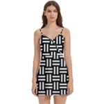 Frets Mosaic Pattern Geometric Body Wrap Sleeveless V-Neck Mini Dress