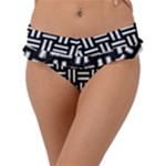 Frets Mosaic Pattern Geometric Frill Bikini Bottoms