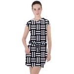 Frets Mosaic Pattern Geometric Drawstring Hooded Dress