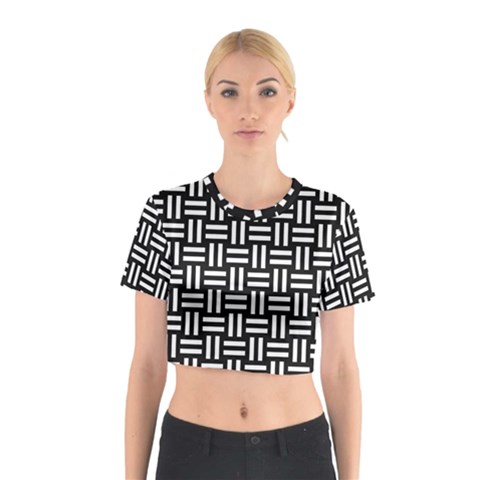 Frets Mosaic Pattern Geometric Cotton Crop Top from ArtsNow.com