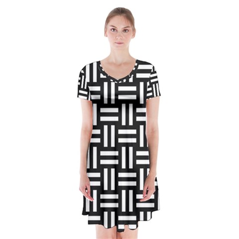 Frets Mosaic Pattern Geometric Short Sleeve V