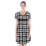 Frets Mosaic Pattern Geometric Short Sleeve V-neck Flare Dress