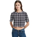 Frets Mosaic Pattern Geometric Women s Round Neck Short Sleeve Crop Top