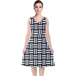 Frets Mosaic Pattern Geometric V-Neck Midi Sleeveless Dress 