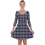 Frets Mosaic Pattern Geometric Quarter Sleeve Skater Dress