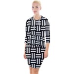 Frets Mosaic Pattern Geometric Quarter Sleeve Hood Bodycon Dress