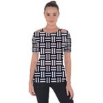 Frets Mosaic Pattern Geometric Shoulder Cut Out Short Sleeve Top