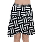 Frets Mosaic Pattern Geometric Chiffon Wrap Front Skirt