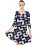 Frets Mosaic Pattern Geometric Quarter Sleeve Front Wrap Dress