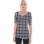 Frets Mosaic Pattern Geometric Wide Neckline T-Shirt