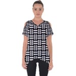 Frets Mosaic Pattern Geometric Cut Out Side Drop T-Shirt