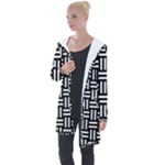 Frets Mosaic Pattern Geometric Longline Hooded Cardigan