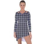 Frets Mosaic Pattern Geometric Asymmetric Cut-Out Shift Dress