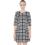 Frets Mosaic Pattern Geometric Quarter Sleeve Pocket Dress