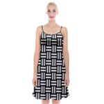 Frets Mosaic Pattern Geometric Spaghetti Strap Velvet Dress