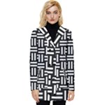 Frets Mosaic Pattern Geometric Button Up Hooded Coat 