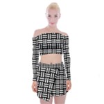 Frets Mosaic Pattern Geometric Off Shoulder Top with Mini Skirt Set