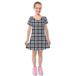 Frets Mosaic Pattern Geometric Kids  Short Sleeve Velvet Dress