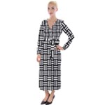 Frets Mosaic Pattern Geometric Velvet Maxi Wrap Dress