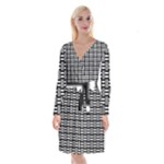 Frets Mosaic Pattern Geometric Long Sleeve Velvet Front Wrap Dress