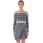 Frets Mosaic Pattern Geometric Off Shoulder Top with Skirt Set