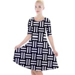 Frets Mosaic Pattern Geometric Quarter Sleeve A-Line Dress