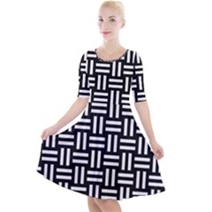 Quarter Sleeve A-Line Dress With Pockets 