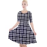 Frets Mosaic Pattern Geometric Quarter Sleeve A-Line Dress With Pockets