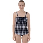 Frets Mosaic Pattern Geometric Twist Front Tankini Set