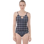 Frets Mosaic Pattern Geometric Cut Out Top Tankini Set