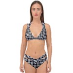 Frets Mosaic Pattern Geometric Double Strap Halter Bikini Set