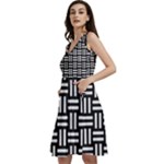 Frets Mosaic Pattern Geometric Sleeveless V-Neck Skater Dress with Pockets