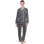 Frets Mosaic Pattern Geometric Women s Long Sleeve Satin Pajamas Set	