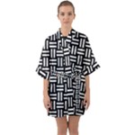 Frets Mosaic Pattern Geometric Half Sleeve Satin Kimono 