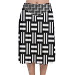 Frets Mosaic Pattern Geometric Velvet Flared Midi Skirt