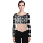 Frets Mosaic Pattern Geometric Velvet Long Sleeve Crop Top