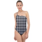 Frets Mosaic Pattern Geometric Classic One Shoulder Swimsuit