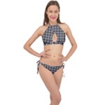 Frets Mosaic Pattern Geometric Cross Front Halter Bikini Set