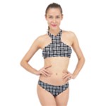 Frets Mosaic Pattern Geometric High Neck Bikini Set