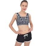 Frets Mosaic Pattern Geometric V-Back Sports Bra