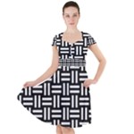 Frets Mosaic Pattern Geometric Cap Sleeve Midi Dress With Pockets