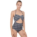 Frets Mosaic Pattern Geometric Scallop Top Cut Out Swimsuit