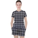 Frets Mosaic Pattern Geometric Women s T-Shirt and Shorts Set